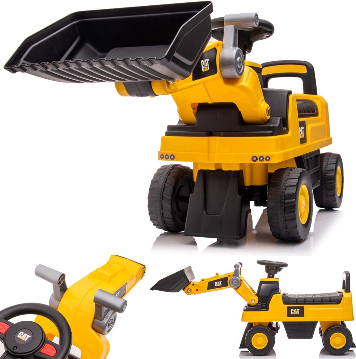 Loopauto voor kinderen Bouwlader, Zitgraafmachine voor kinderen vanaf 1 jaar met ingebouwd opbergvak, duwauto kindergraafmachine met 2 geluidsknoppen, zandgraafmachine, schopgraafmachine (5907478644123)