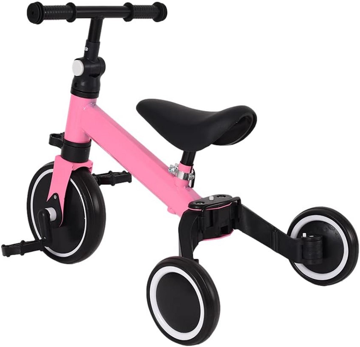 Loopfiets Driewieler voor Peuters en Kinderen met Duwstang en Voetsteun (Roze) (9101059809147)