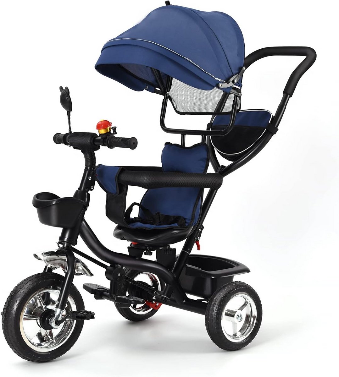 Luxe 4-in-1 Driewielfiets voor Baby en Peuter met Duwstang en Zonnekap (Blauw) (9101054350309)