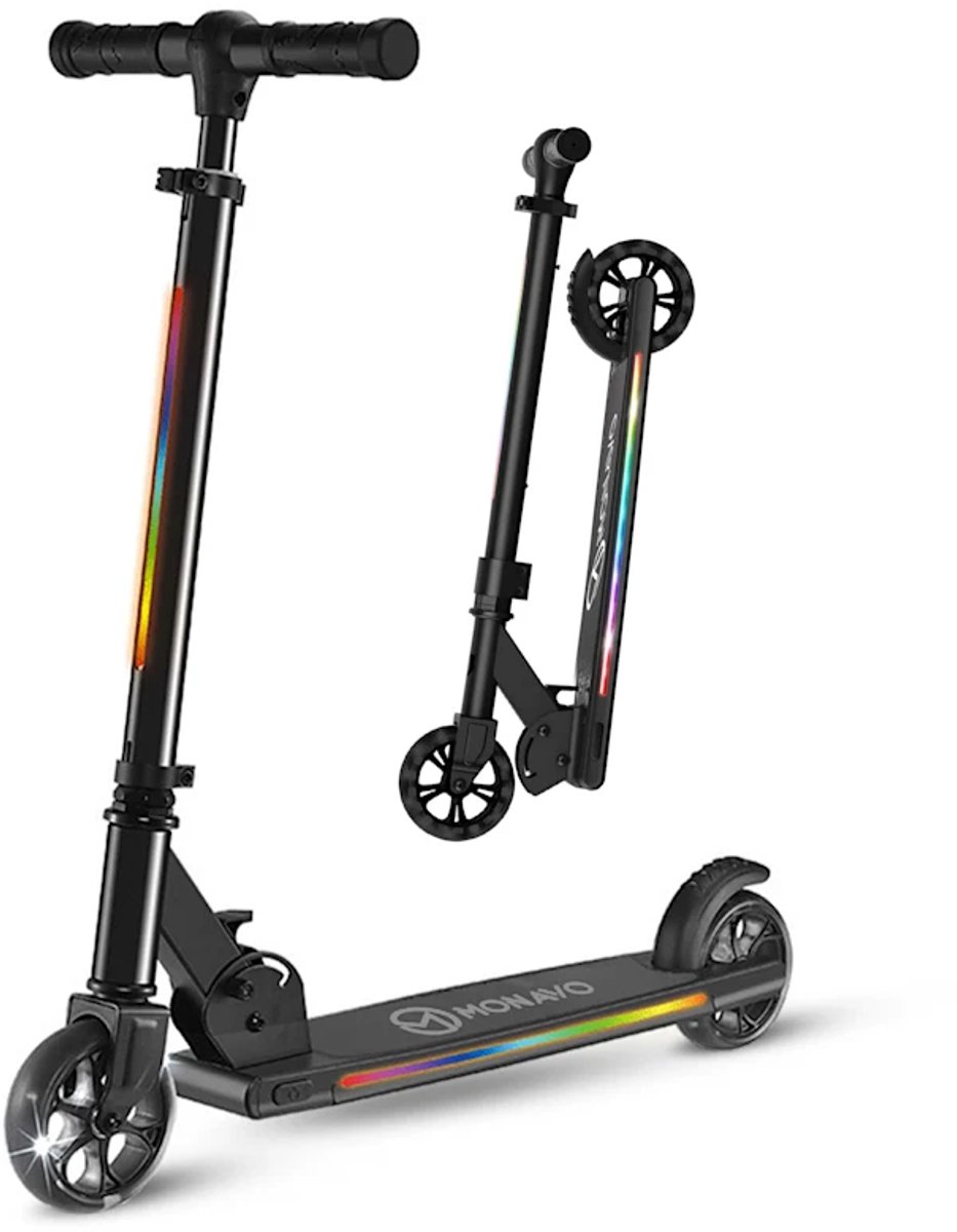 MONAVO Veilige Kinderstep met LED Lichtshow - Inklapbaar & Verstelbaar - Voor Jongens & Meisjes - Tot 50 kg (5419980614803)