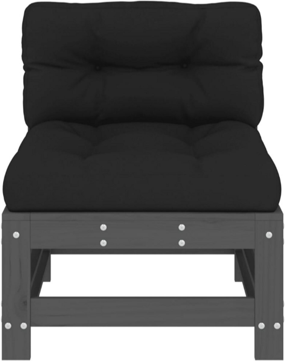 Middenbank met kussens massief grenenhout grijs (6097053284253)