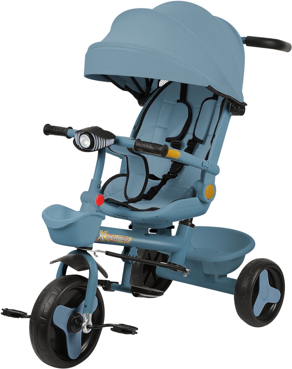 PIPIPOXER-Kinder Driewieler met duwstang voor kinderen, draaibare zitting met muziek, Blauw (7732987972591)