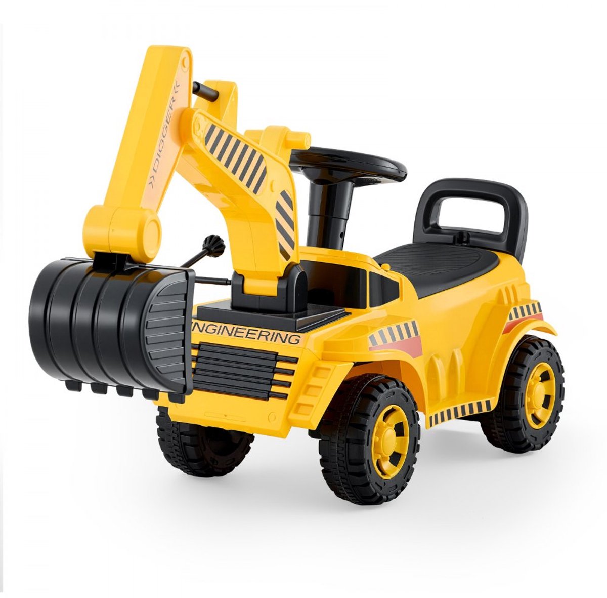 Rijdende Graafmachine Speelgoed - Loopauto Kindergraafmachine - Voor Peuters 19-36 Maanden - Met Helm en Muziek - Laadvermogen 25 kg - Loophulpmiddel - Geel (6152726162181)