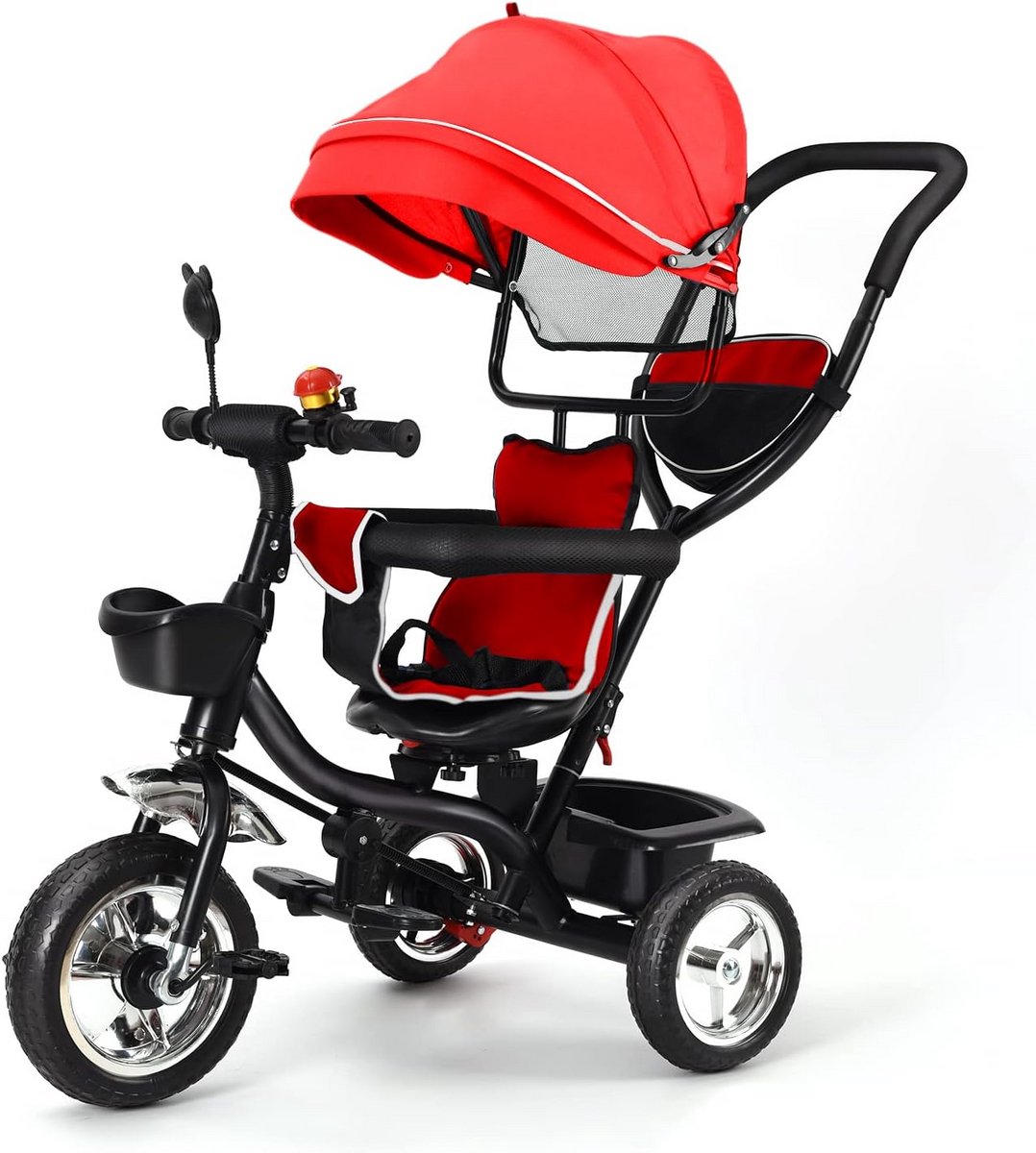 Uitbreidbare Driewieler voor Baby's en Kinderen met Duwstang en Zonnekap - Rood (9101058010650)