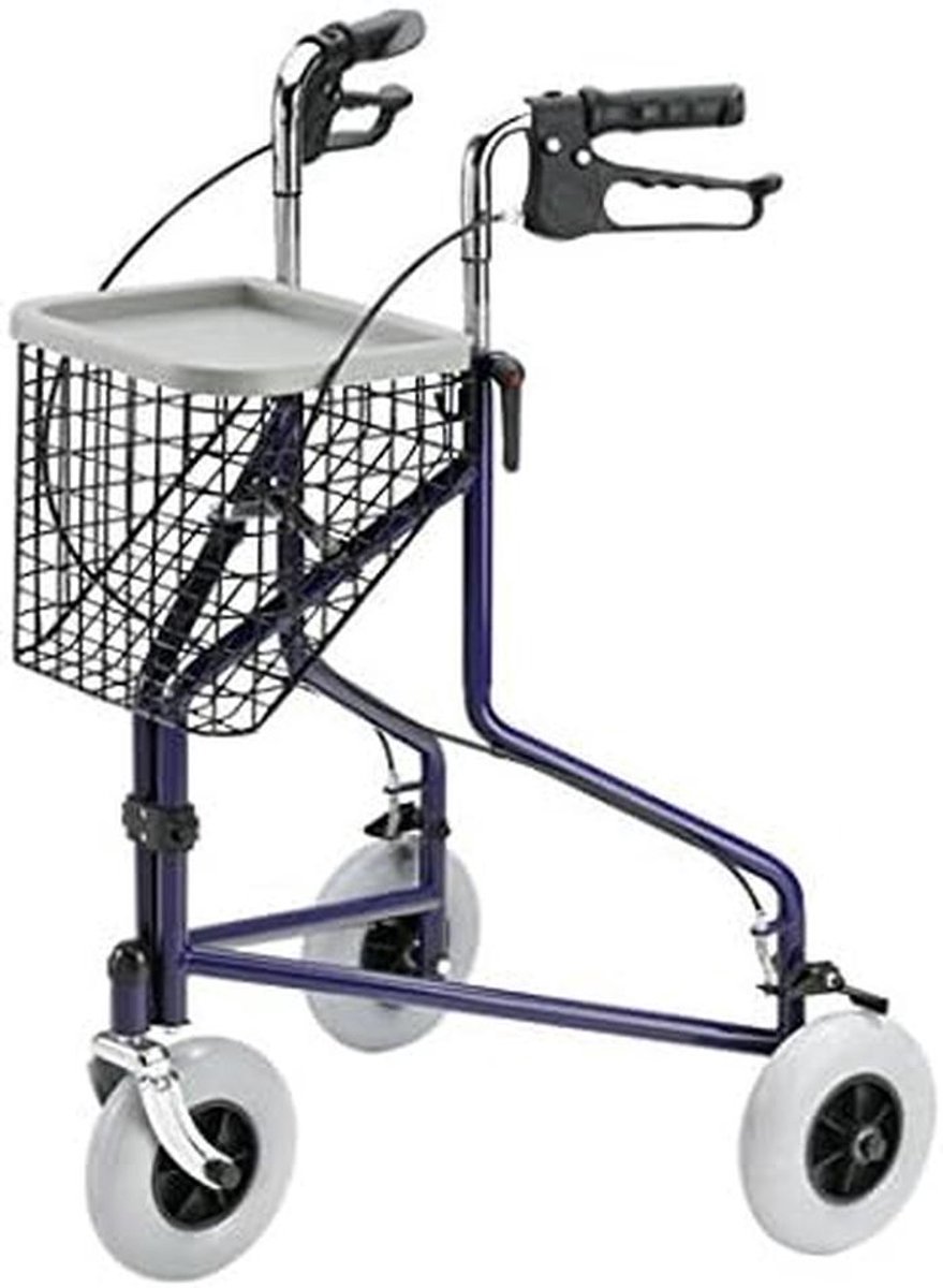 Wendbare Driewieler Rollator met Mandje en Dienblad - Inklapbaar (9101058445131)