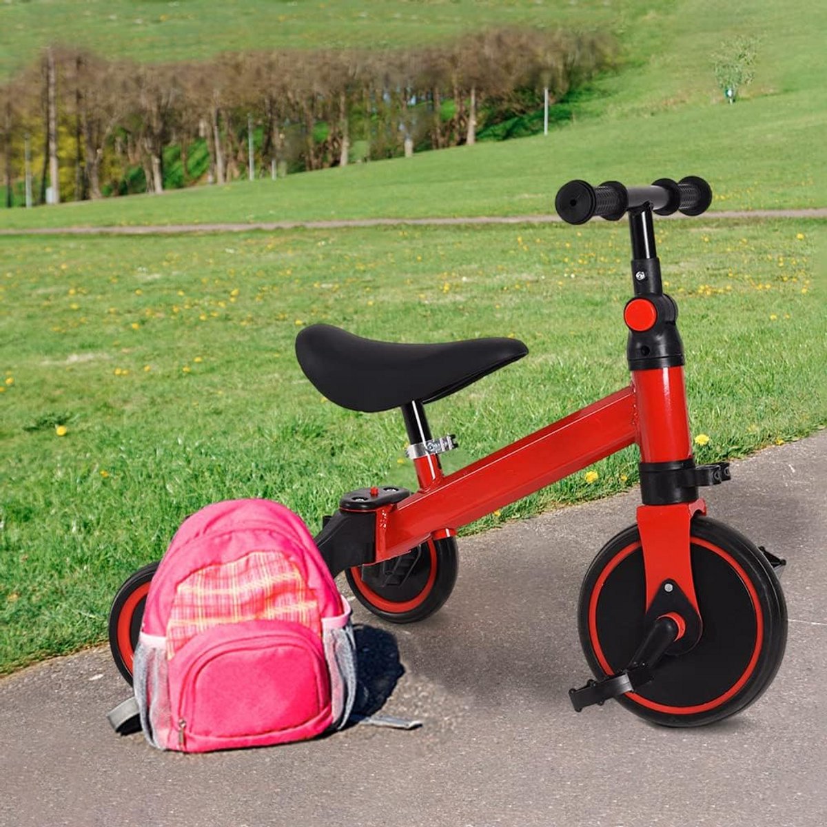 3-in-1 Kinder Driewieler Loopfiets Verstelbaar Lichtgewicht Rood (9101027306630)