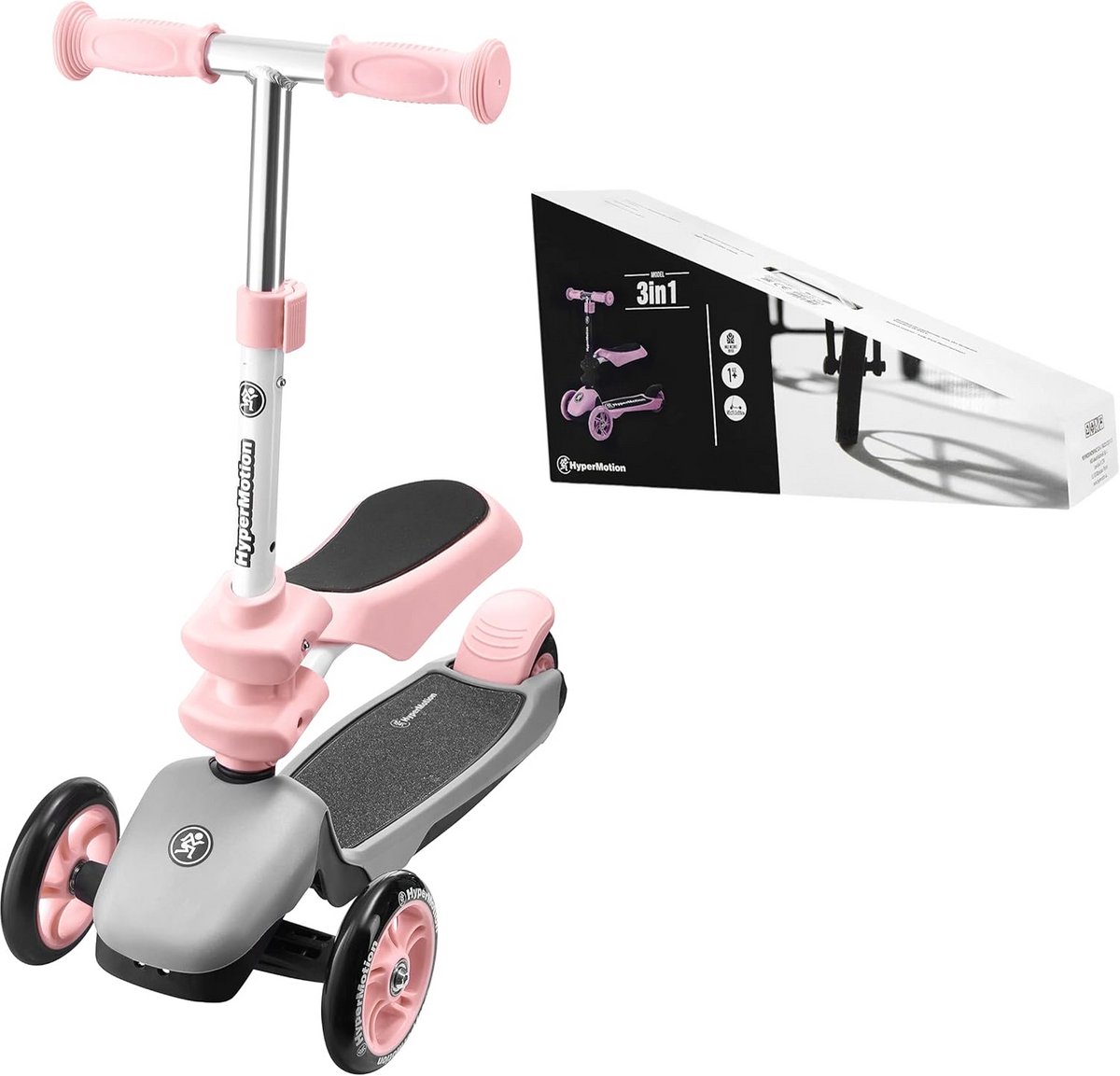 3-in-1 Kinderstep met Zitting en Stuur - Loopfiets en Stepper voor Peuters (9101096453488)