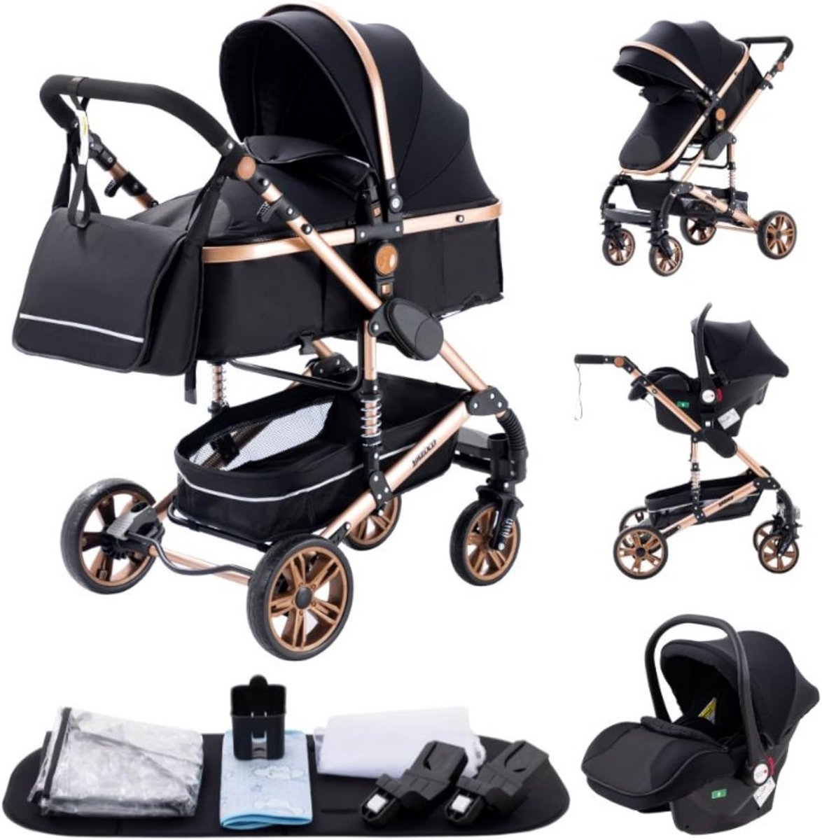 3-in-1 Kinderwagen Combistroller Hoge Landspiegel Inklapbaar Schuimwielen (9101076147253)