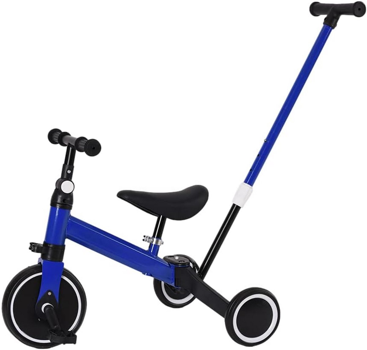 3-in-1 Loopfiets Driewieler voor Kinderen 1,5 tot 5 Jaar met Loopstoeltje - Blauw (9101027241153)