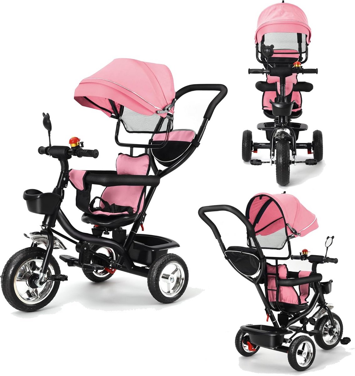 3-in-1 Loopfiets Evolutieve Driewieler met Duwstang en Omkeerbare Zitting (9101074964784)