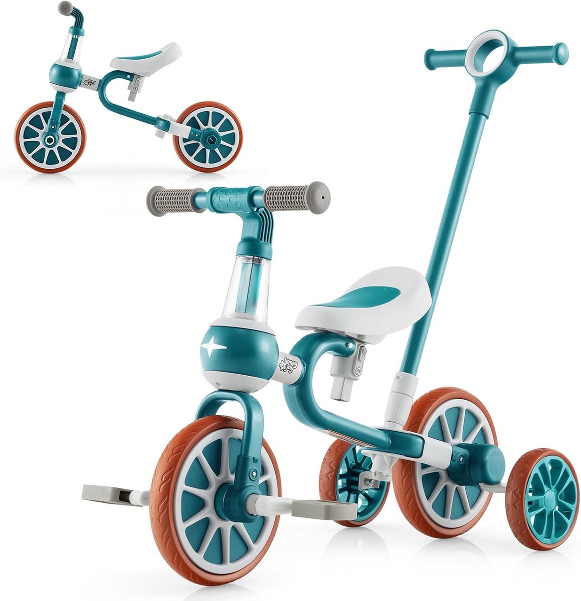 4-in-1 Loopfiets Driewieler voor Kinderen 2-4 Jaar met Duwstang (9101097280267)