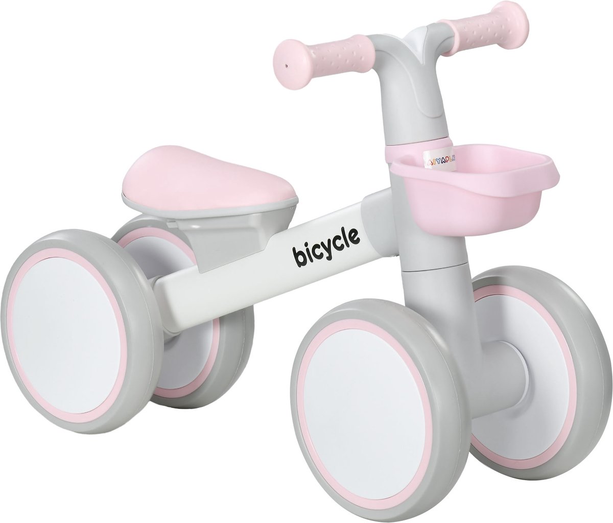 AIYAPLAY Kinderbalansfiets Aluminiumlegering, kunststof 56L x 27B x 39H cm Roze+Wit (4255633576842)
