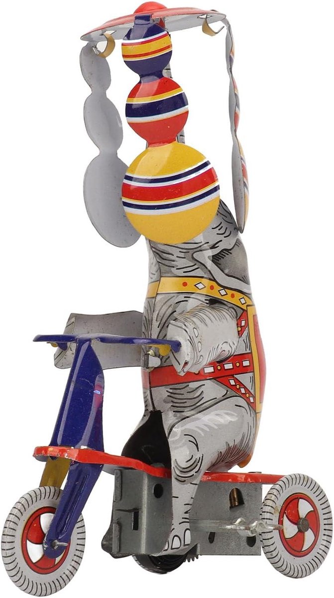 Allecto - Opwindbaar Blikken Speelgoed - Nostalgie Collectie - Olifant op Driewieler - Opwindspeelgoed voor Thuiscollectie - Nieuwigheid en Propspeelgoed. (8799200056673)
