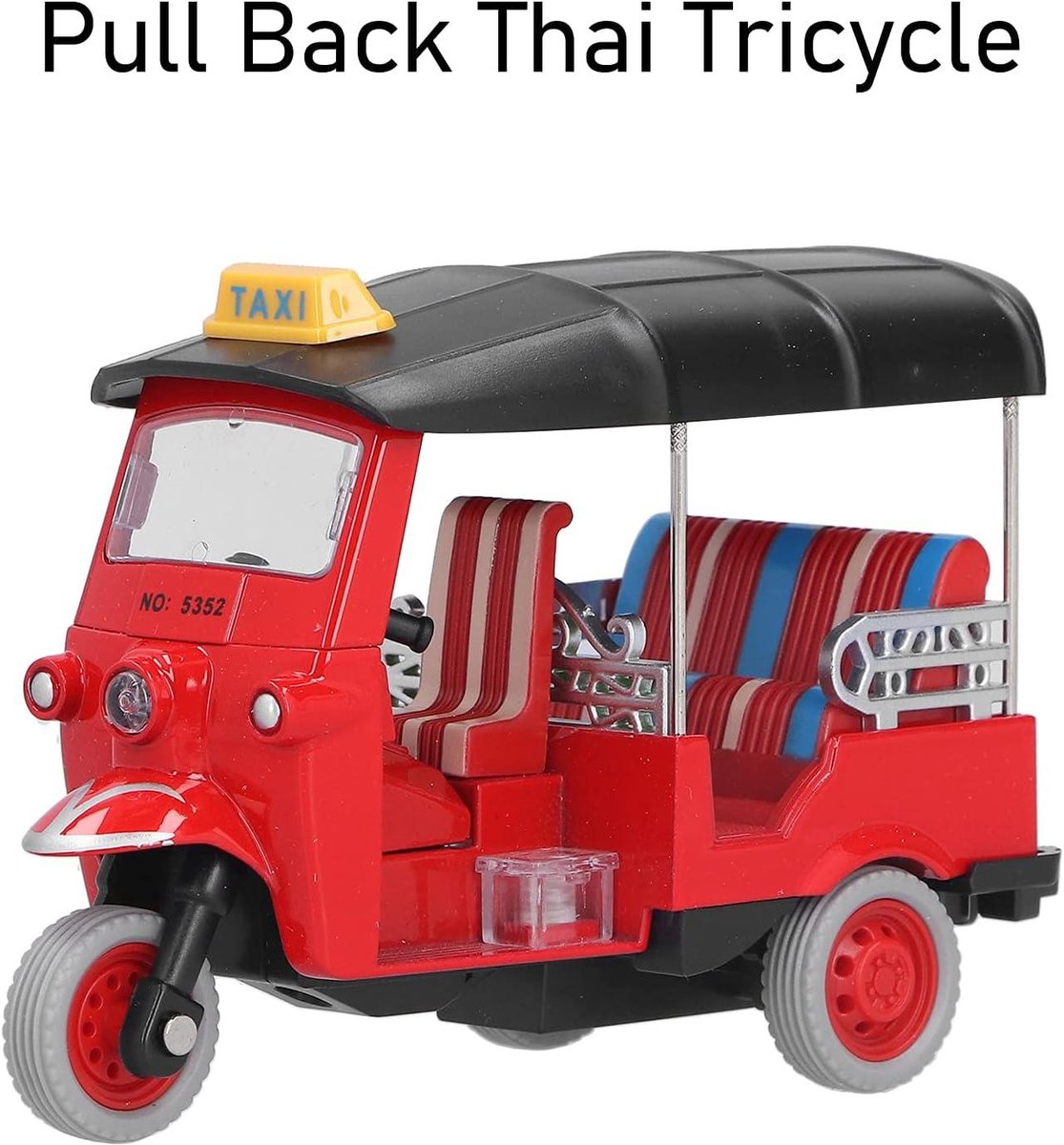 Allecto-Thais Driewieler Automodel - Kinderen Voertuig Speelgoed - Simulatie Legering - Trek Thaise Driewieler - Geschikt voor Terug (Rood) (8734451073109)