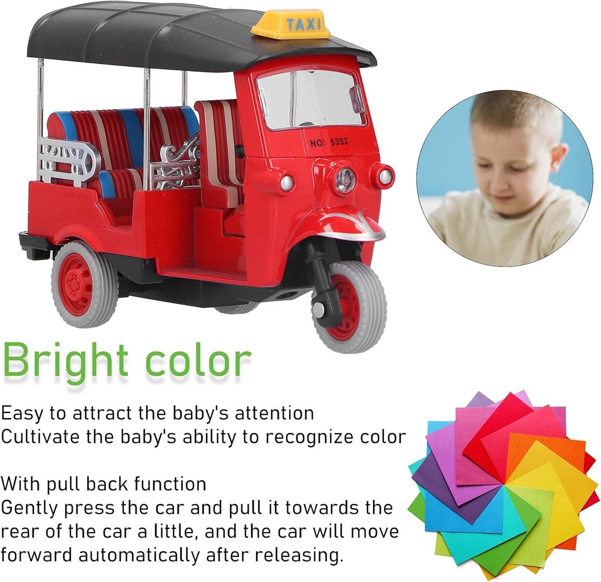 Allecto Thais Driewieler voor Kinderen - Speelgoed Voertuig - Simulatie Legering - Trek Thaise Driewieler - Automodel - Geschikt voor Terug (Rood) (8712220182603)