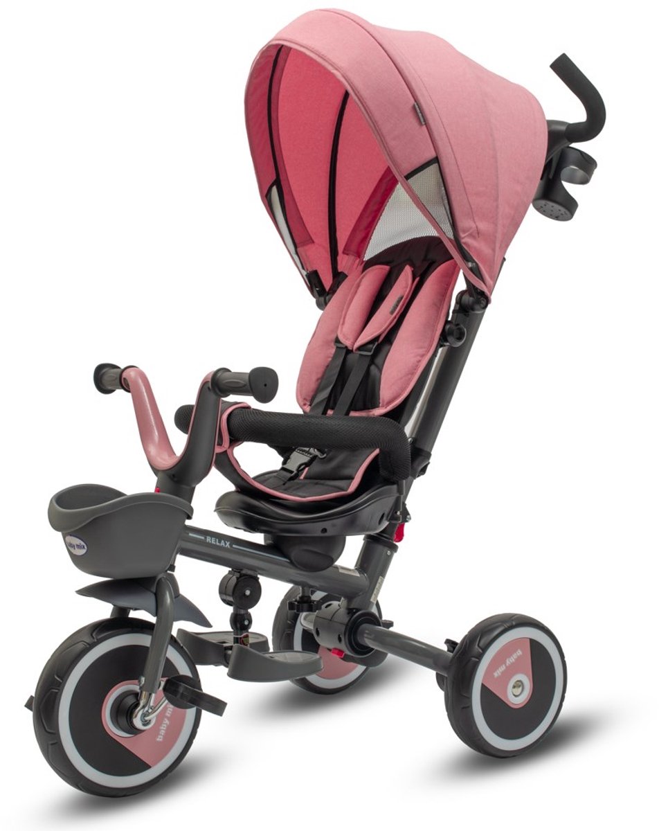 Baby Mix - Driewieler - 5-in-1 relax driewieler roze met verstelbare zitting - trapfiets - kinderfiets - opvouwbaar - speelgoed - veilig - veilig - veilig (8596164151143)