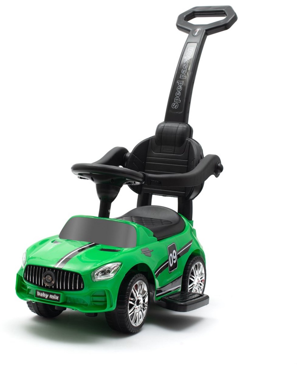 Baby Mix - Loopauto - Racer rood kunststof met geluid en stuurstang - kindervoertuig - motorische vaardigheden - speelgoedauto - wipstoel - loopvoertuig (5902216920682)
