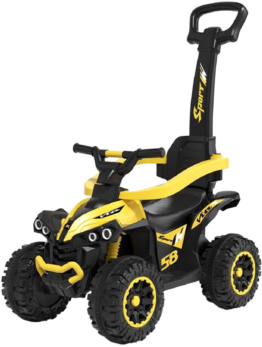 Baby Mix - Loopauto - zwart-geel - stevige duwstang - robuuste wielen - veilig ontwerp - kinderquad - duwauto - loopauto voor kinderen - speelgoedauto - buitenspeelgoed (8596164159217)