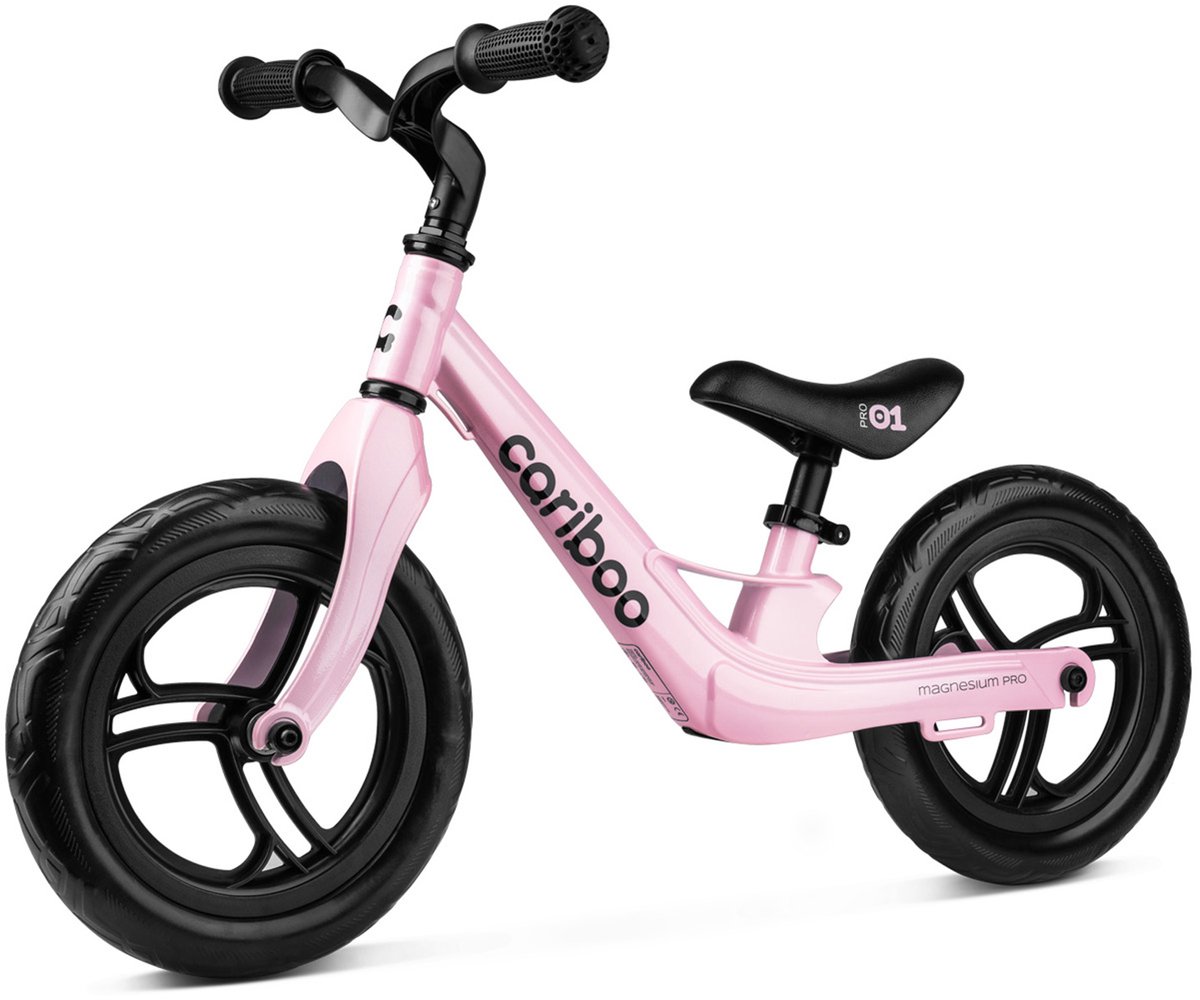 Cariboo Magnesium Pro - Loopfiets - Vanaf 2 jaar - voor Jongens en Meisjes - 12 inch - Roze - Anti-lek EVA Banden - Verstelbaar Stuur en Zadel (5904125999209)