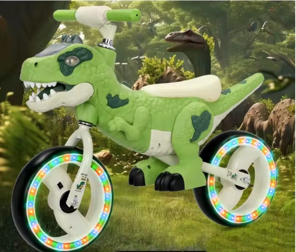 Dinosaurus loopfiets - groen - licht - 10 inch (8721061209684)