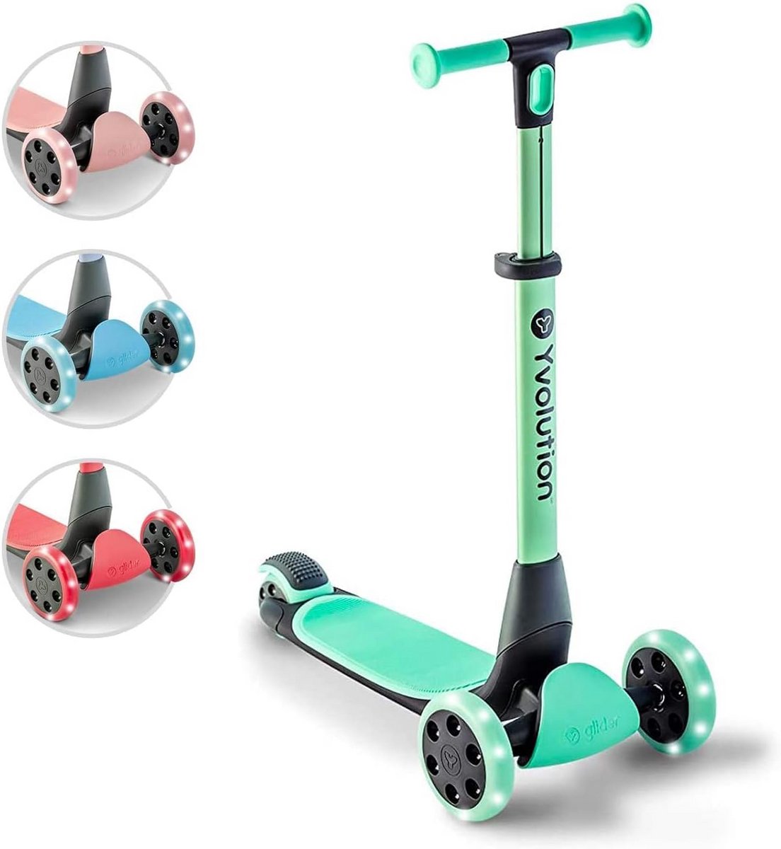 Inklapbare Driewieler Steppen voor Kinderen vanaf 3 Jaar - inclusief Opbergvak - Blauwgroen (9101079210749)