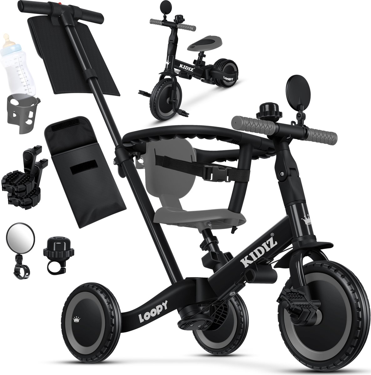 KIDIZ® Loopfiets 6in1 voor Jongens en Meisjes van 1 tot 5 jaar - Driewieler voor Kinderen tot 25 kg Kinderfiets - (4255598343039)