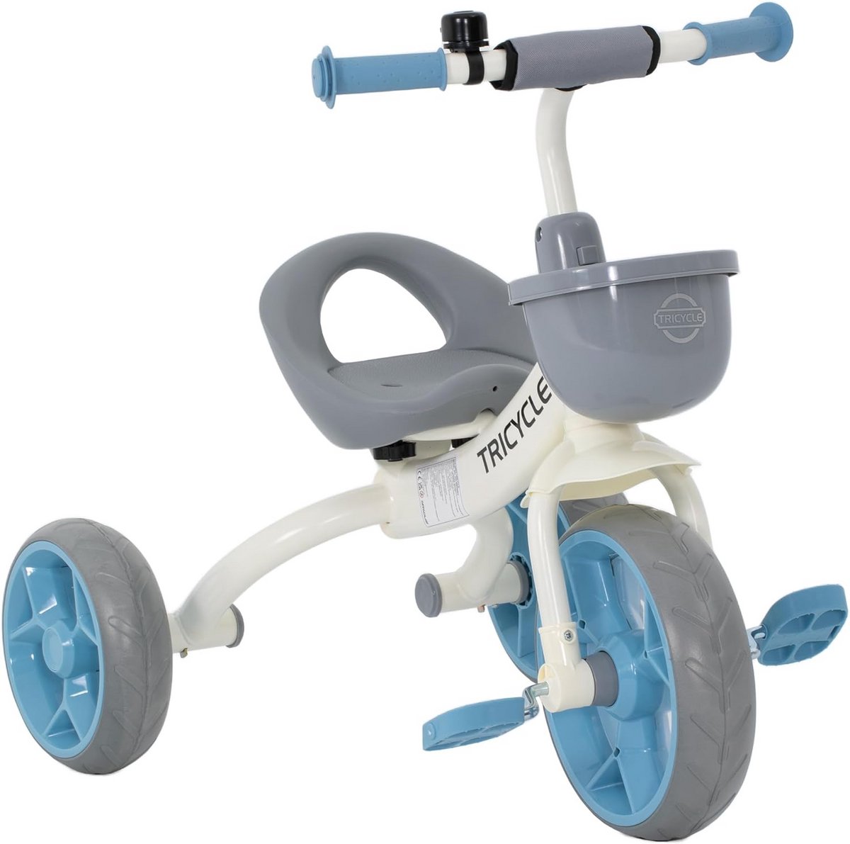 Kinder Driewieler met Duwstang en Mand - Loopfiets Peuters 2 tot 5 Jaar - Blauw (9101078092919)