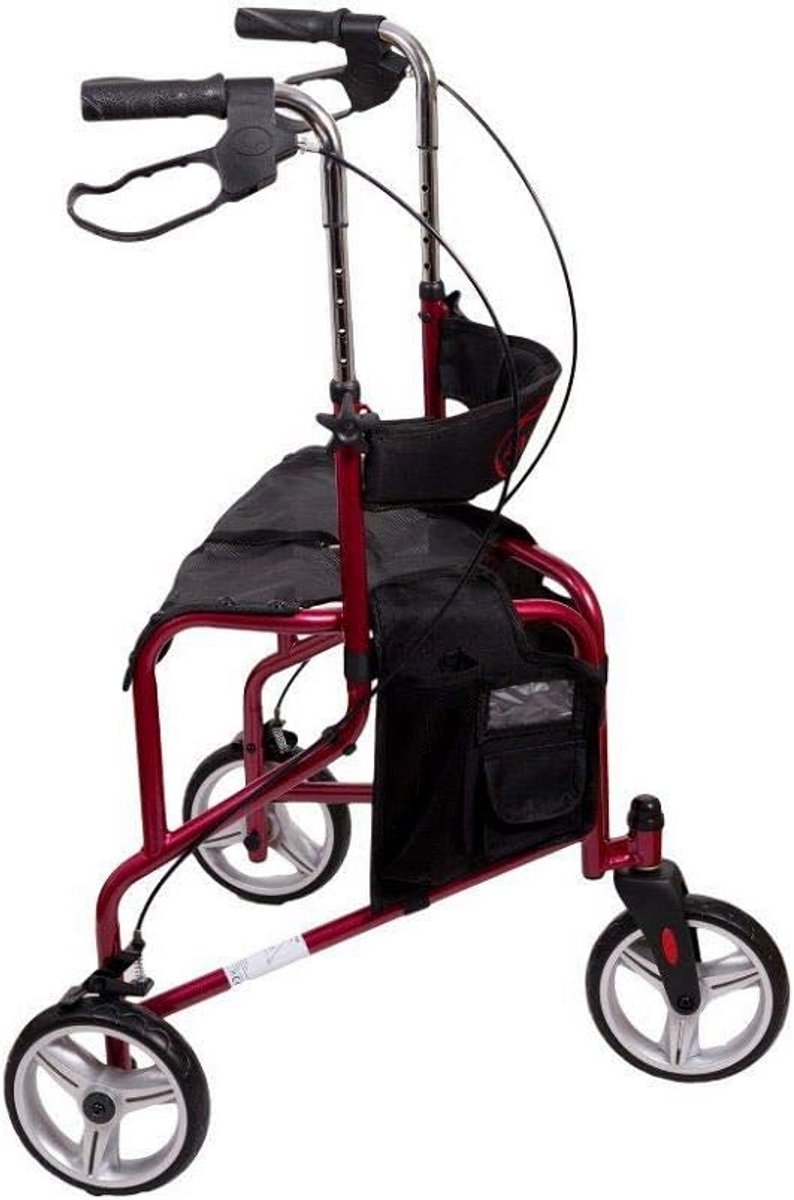 Lichtgewicht Aluminium Driewielfiets Rollator Rood - Compact en Makkelijk Manoeuvreerbaar (9101027523709)