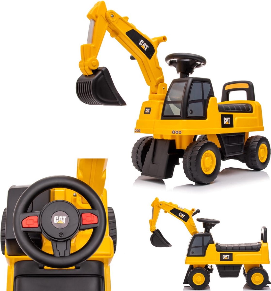 Loopauto voor kinderen Graafmachine, Zitgraafmachine voor kinderen vanaf 1 jaar met ingebouwd opbergvak, duwauto kindergraafmachine met 2 geluidsknoppen, zandgraafmachine, schopgraafmachine (5907478644086)