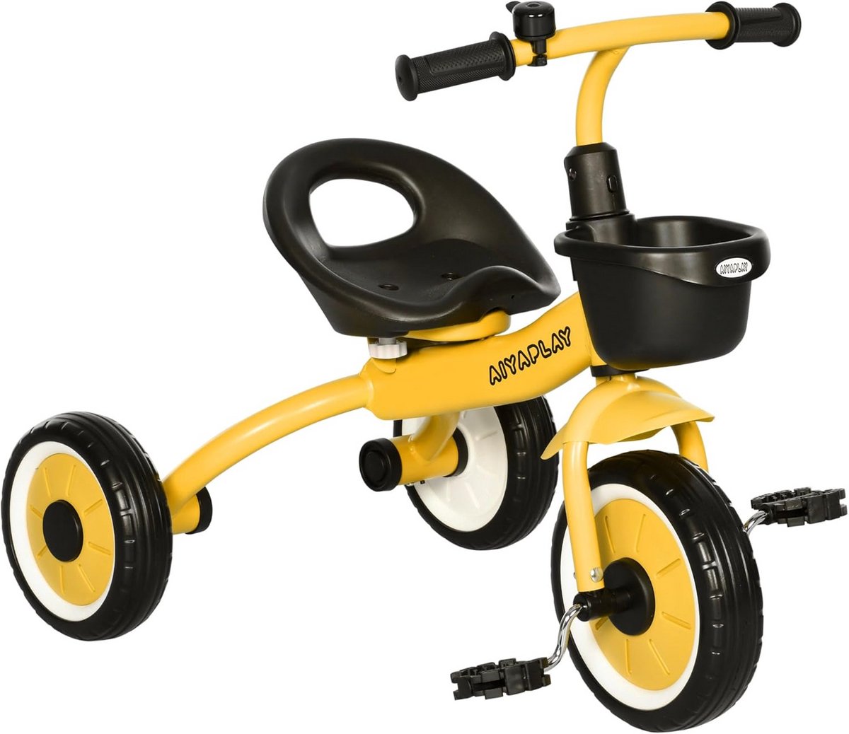 Loopfiets Driewieler Kind 2-5 Jaar met Verstelbare Zitting, Mand en Bel - Geel (9101094001322)