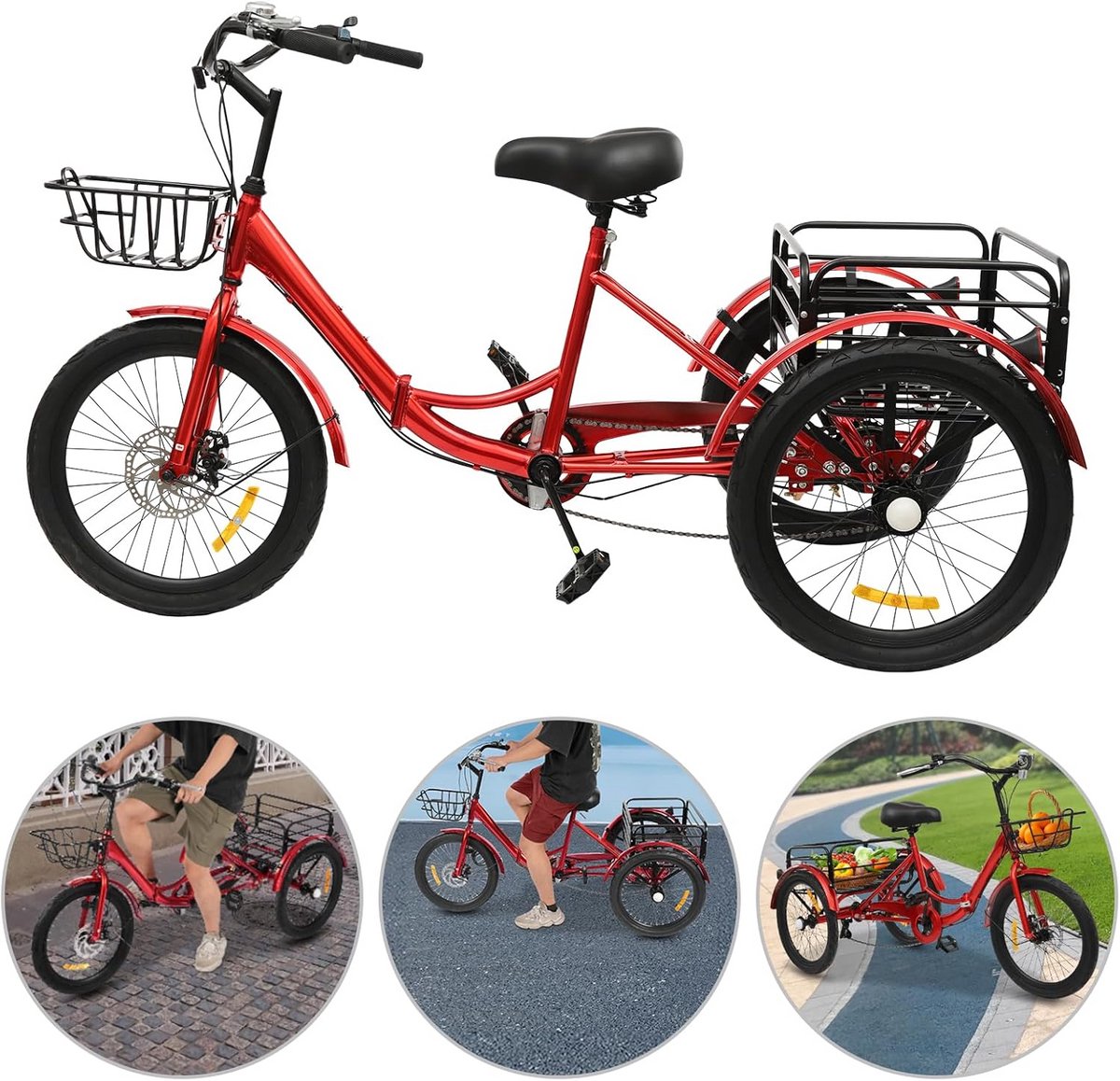 Opvouwbare 3-wieler voor Volwassenen met 7 Versnellingen - 20 Inch Fiets (9101038290959)