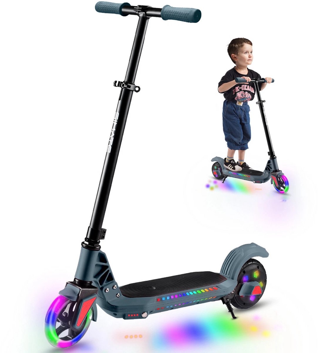 SIMATE S1 Elektrische Step Kinderen - Lichtgewicht & Inklapbaar - Vanaf 6 Jaar - 110W - 10-12 km/u - 5-8 km Bereik - Grijs (8581708237513)