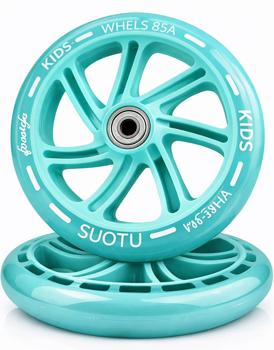 Suotu Kinderstep Wielen Set - 2 Stuks - 145mm Lichtgevende Wielen - Blauw (8721049736324)