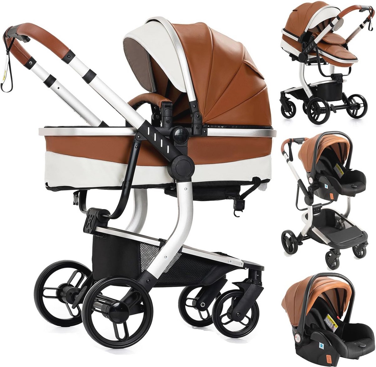 Trio Kinderwagen 3-in-1 met Omkeerbare Duwmodus en Inklapbaar Ontwerp (9101014492599)