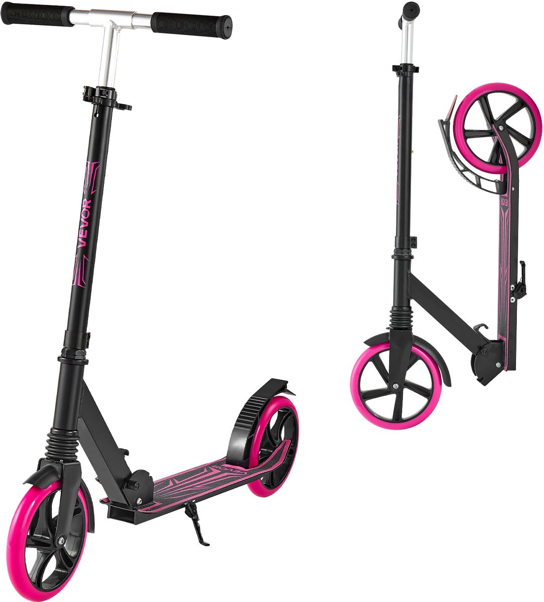 VEVOR Step (2 Wielen) voor Kinderen Vanaf 8 Jaar, Stadsstep, Kinderstep, Straatstep met In Hoogte Verstelbaar Stuur, Antislip Deck en Lichtgewicht Frame, Opvouwbare Step tot 100 Kg, Roze (0197988896852)