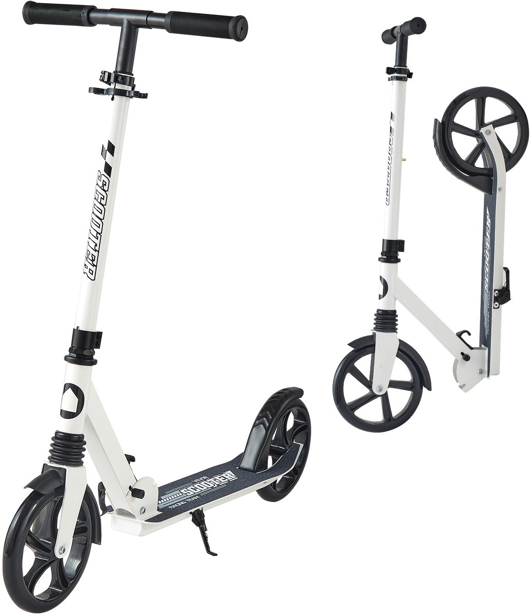 VEVOR Step (2 Wielen) voor Kinderen Vanaf 8 Jaar, Stadsstep, Kinderstep, Straatstep met In Hoogte Verstelbaar Stuur en Antislip Deck, Opvouwbare Step tot 100 Kg, Zwart + Wit (0197988897255)