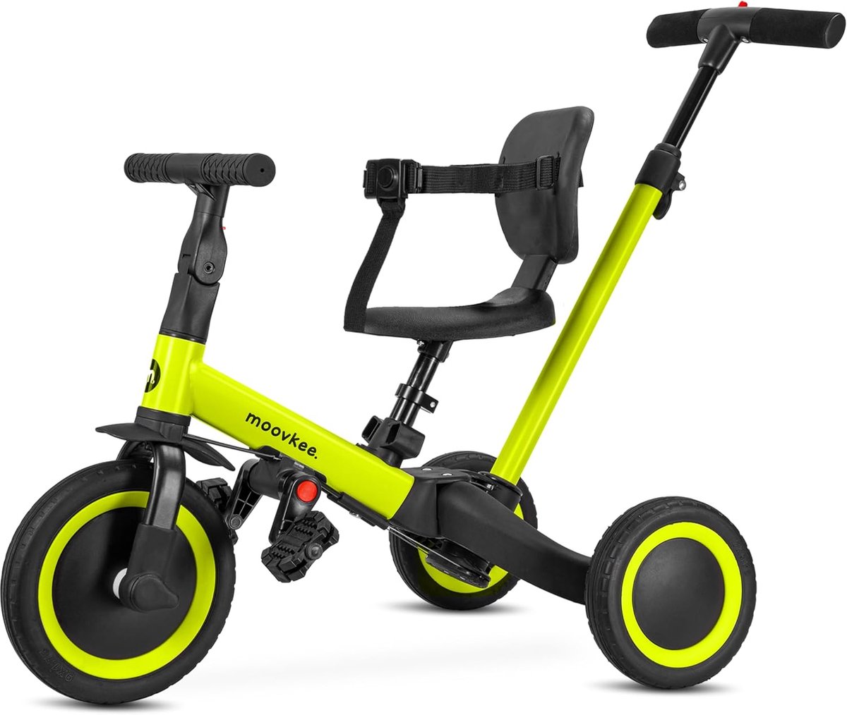 6-in-1 Driewieler met Duwstang vanaf 1 Jaar - Groene Loopfietsje - Kinderfiets met 3-Puntsgordel - Veilig Loopfiets voor Baby & Peuter (5904722257269)