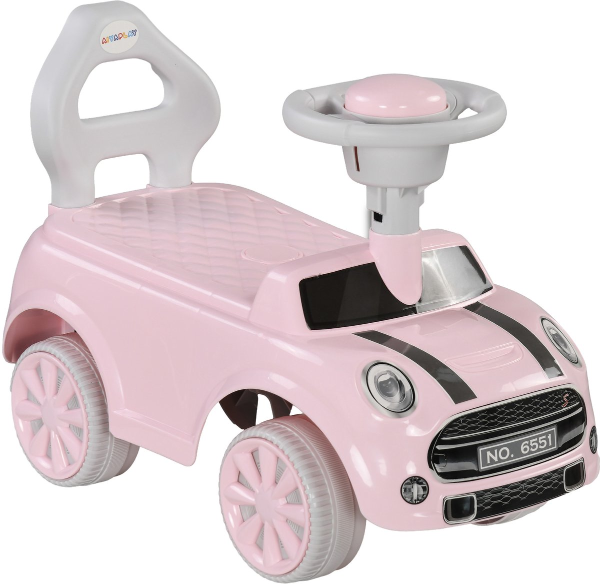 AIYAPLAY loopauto - antislip zitje - kunststofraderen - roze (4255633579980)