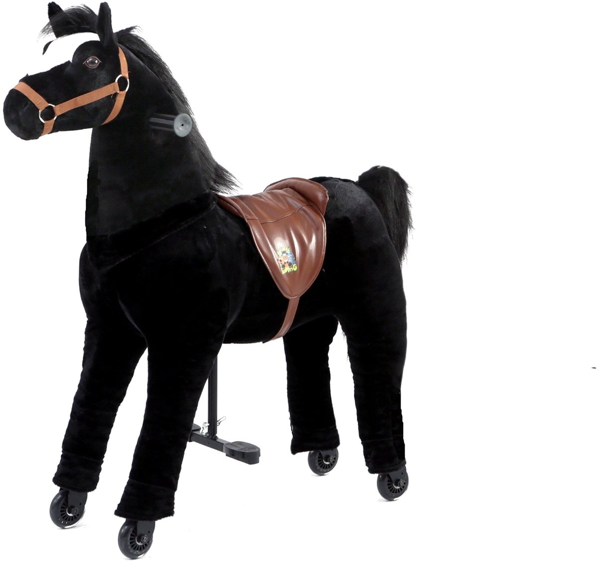 Animal Riding Looppaard Black Beauty Medium/Large 5-8 Jaar - Rijdier op Wielen - Zwart - Tot 60 kg - Zadelhoogte 67 cm (8719425822556)