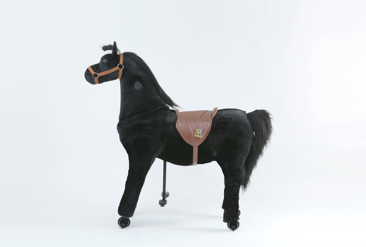 Animal Riding Looppaard Black Beauty XL-Large 8+ Jaar - Rijdier op Wielen - Zwart - Tot 80 kg - Verstelbaar Pedaal - Zadelhoogte 77 cm (8719425822563)