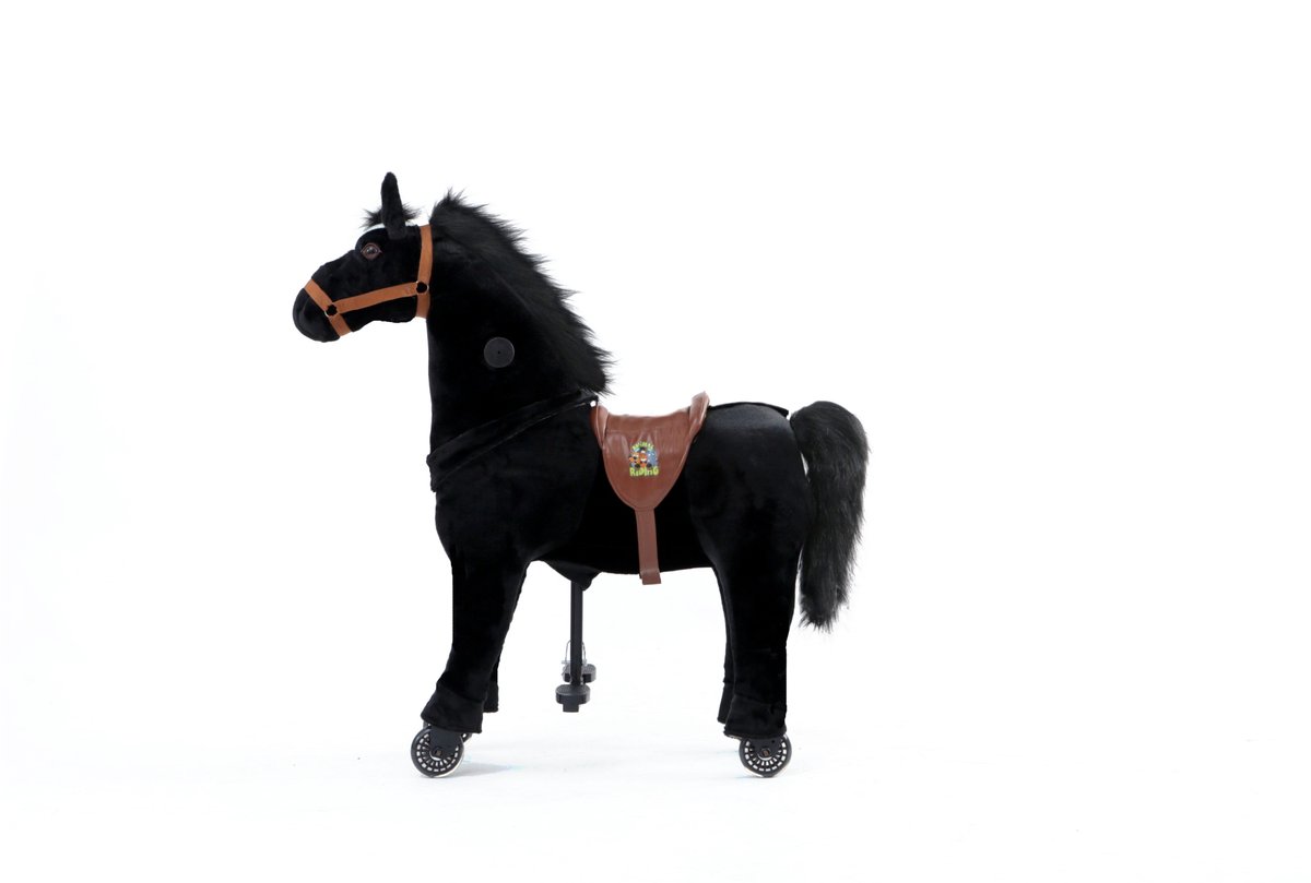 Animal Riding Paard Black Beauty Zwart Small - Rijdend paardenspeelgoed - paardenspeelgoed - zadelhoogte 56 CM - Verstelbaar pedaal in 2 standen - Afneembaar zadel. (8719425820347)