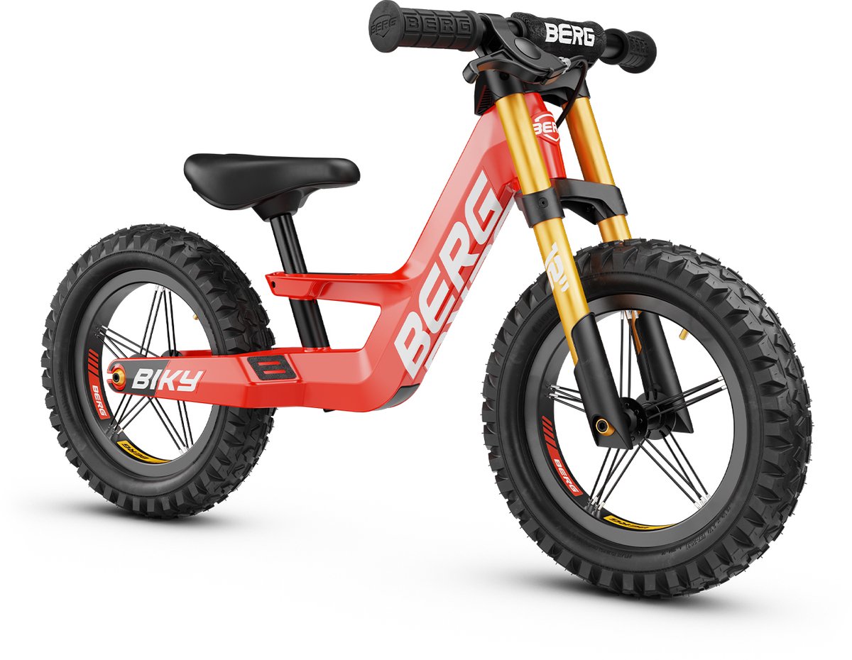BERG Biky Cross Red Loopfiets - 12 inch - Met handrem - Lichtgewicht frame van magnesium - 2 tot 5 jaar - Rood (8715839105216)