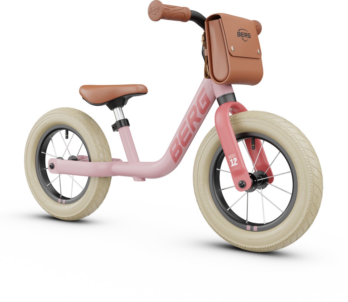 BERG MOOV12 Loopfiets - 2,5+ jaar - 12 inch - Lichtgewicht - Comfortabele luchtbanden - Verstelbaar Stuur en Zadel - Incl. Rugtasje - Retro Pink (8715839105902)