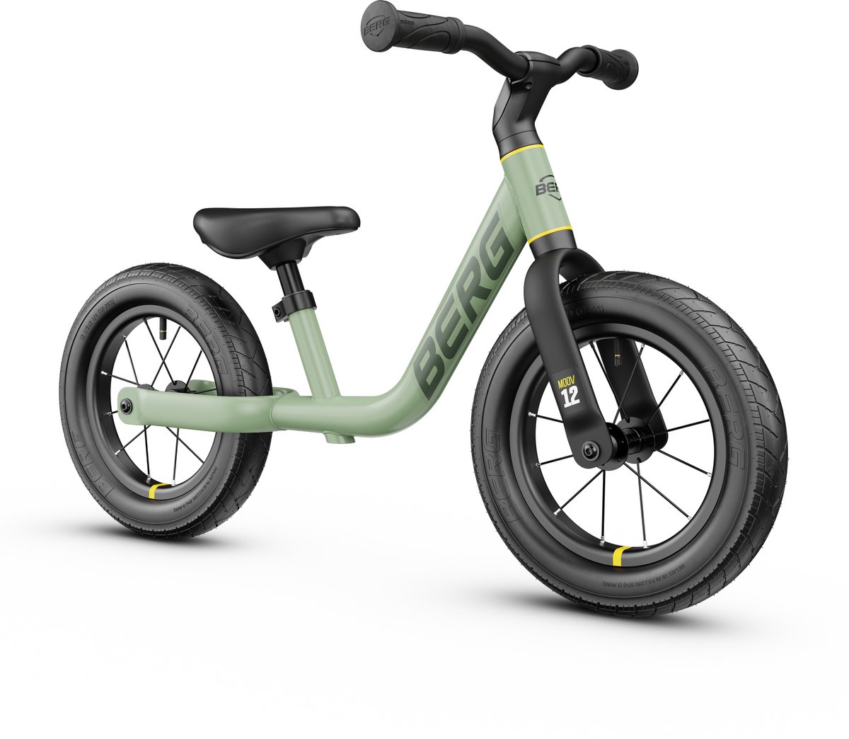 BERG MOOV12 Loopfiets - 2,5+ jaar - 12 inch - Lichtgewicht - Comfortabele luchtbanden - Verstelbaar Stuur en Zadel - Sage Green (8715839105865)
