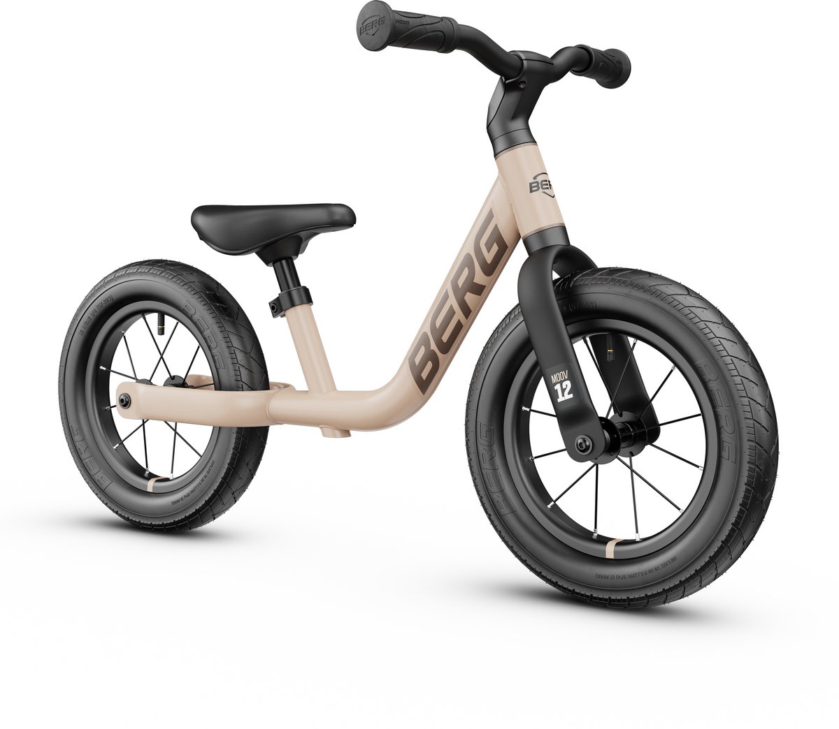 BERG MOOV12 Loopfiets - 2,5+ jaar - 12 inch - Lichtgewicht - Comfortabele luchtbanden - Verstelbaar Stuur en Zadel - Sand Beige (8715839105889)