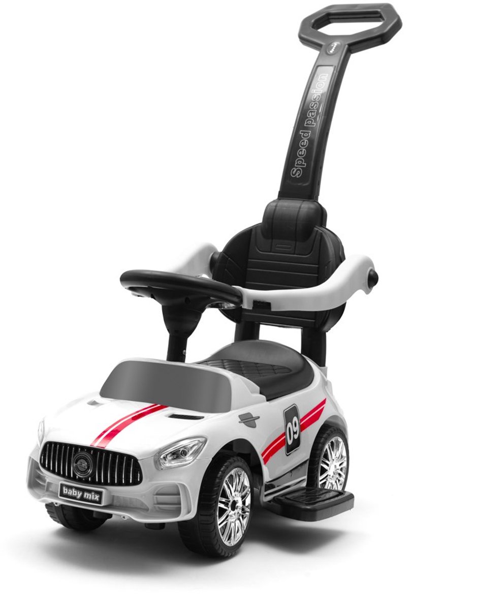 Baby Mix - Loopauto - Groene racer met geluid en stuurstang - speelgoedauto - motorische vaardigheden - zwenkwielen - wipstoel (5902216920651)