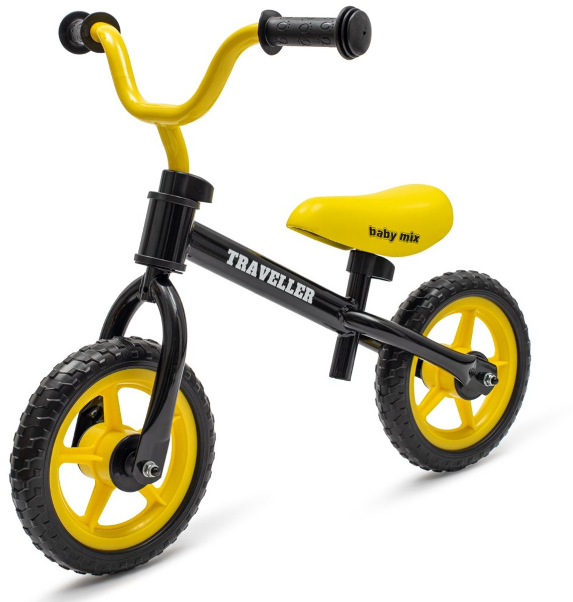 Baby Mix - Loopfiets - Kinderloopfiets zwart staal 30 cm wielen - peuterfiets - balansfiets - loopfiets - kinderfiets - eerste fiets (8596164151105)
