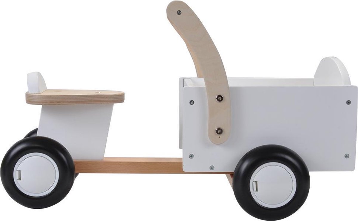 Bandits & Angels loopfiets bakfiets Little Rider white - 2 jaar - jongens en meisjes - hout - wit (8719558084012)