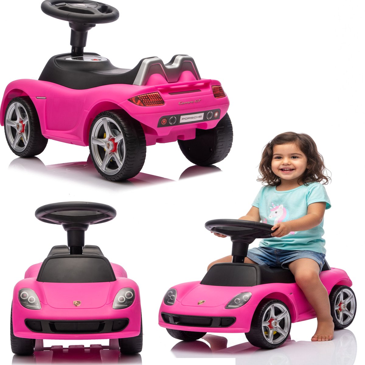 COIL Kinder loopauto Porsche Carrera GT - met muziek - loopfiets / ride-on - 18 maanden - 5 jaar - max. 20 kg - Roze (4255787505712)