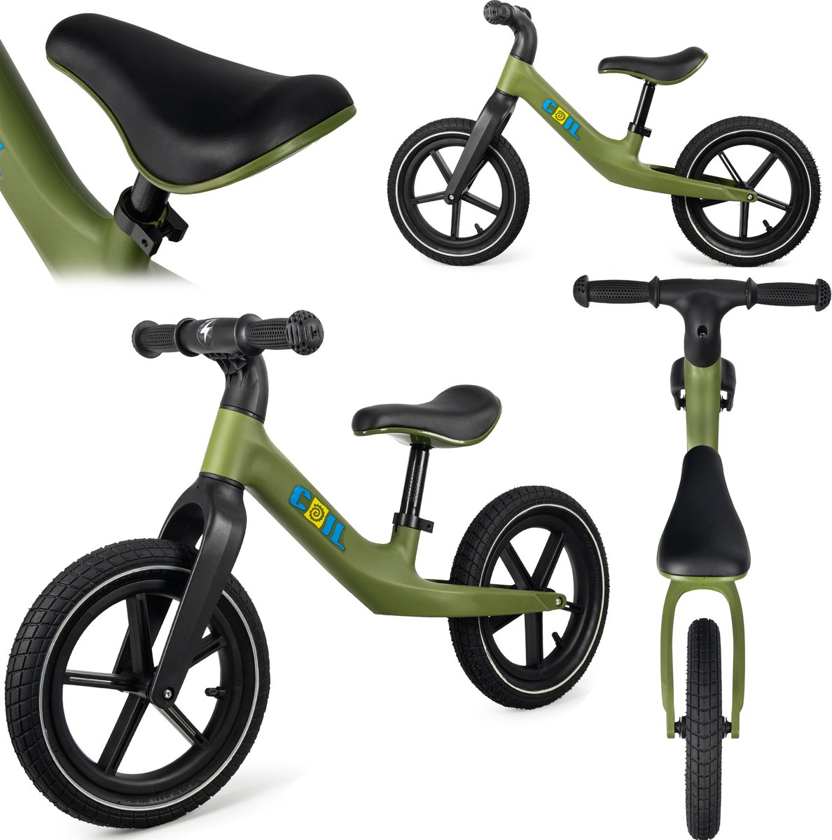 COIL Loopfiets voor kinderen van 2-5 jaar | Lichtgewicht frame | Verstelbaar zadel | 12 inch wielen | Groen (4255787502551)